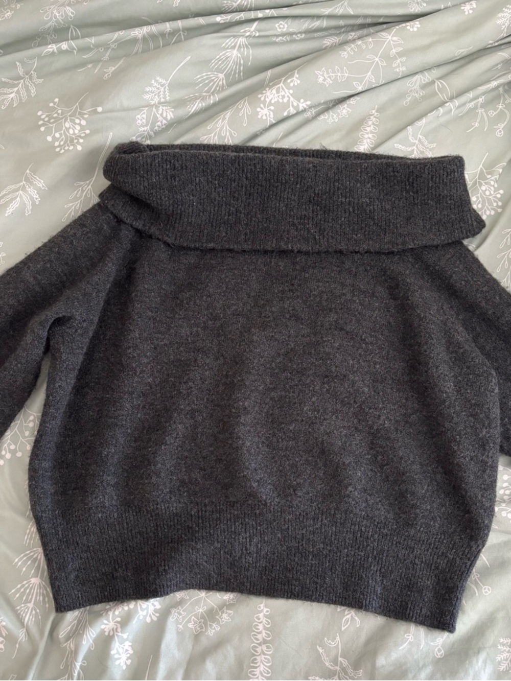 H&M Charcoal Off-the-Shoulder Knit Sweater